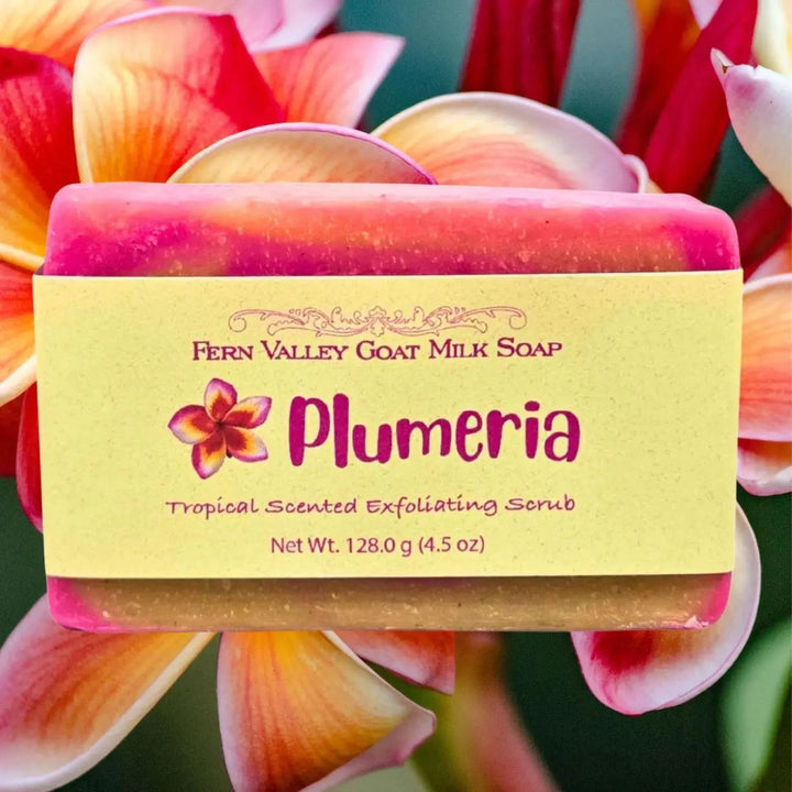Fern Valley Handmade Goat Milk Soap | Plumeria Tropical Scented Scrub Fern Valley Handmade Goat Milk Soap | Plumeria Tropical Scented Scrub