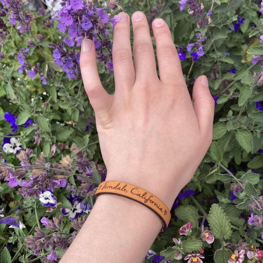 Ferndale CA Thin Leather Bracelet