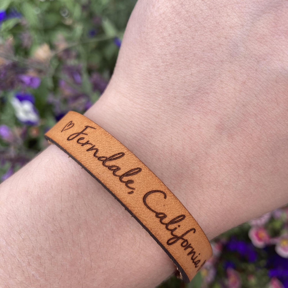 Ferndale CA Thin Leather Bracelet