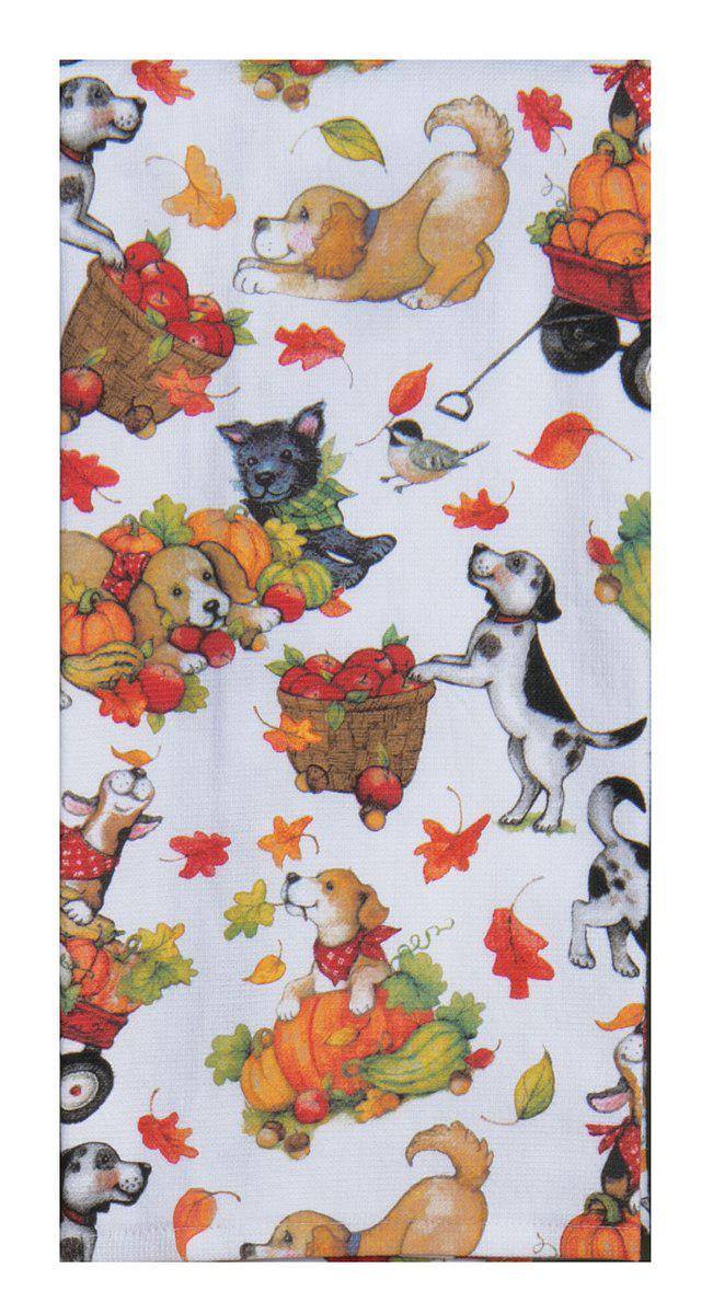 Fetching Fall Puppy Toss Dual Purpose Terry Towel Fetching Fall Puppy Toss Dual Purpose Terry Towel