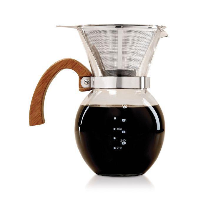 Fino Pour-Over Coffee Maker, Borosilicate Glass and Bamboo Handle, 22oz Fino Pour-Over Coffee Maker, Borosilicate Glass and Bamboo Handle, 22oz