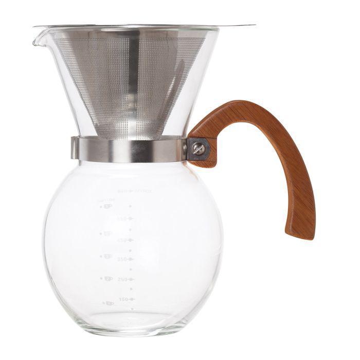 Fino Pour-Over Coffee Maker, Borosilicate Glass and Bamboo Handle, 22oz Fino Pour-Over Coffee Maker, Borosilicate Glass and Bamboo Handle, 22oz