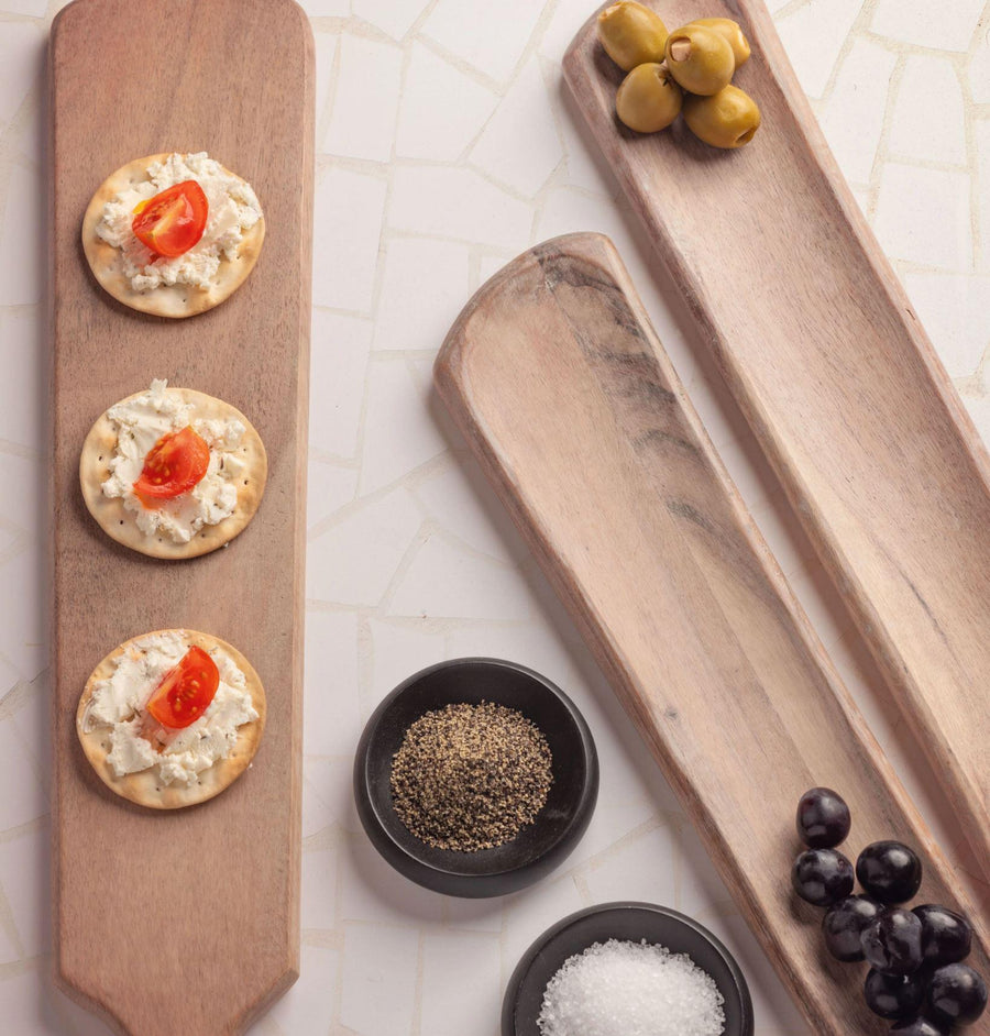 Flat Wooden Appetizer Trays - Set of 2