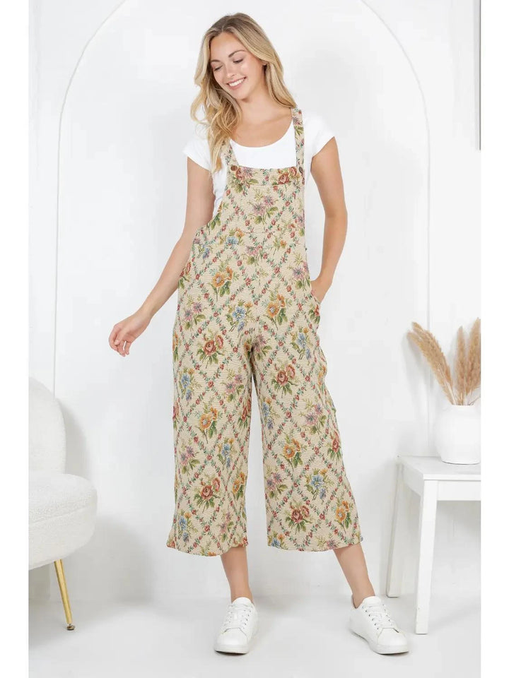 Floral Tapestry Wide Leg Overall Floral Tapestry Wide Leg Overall