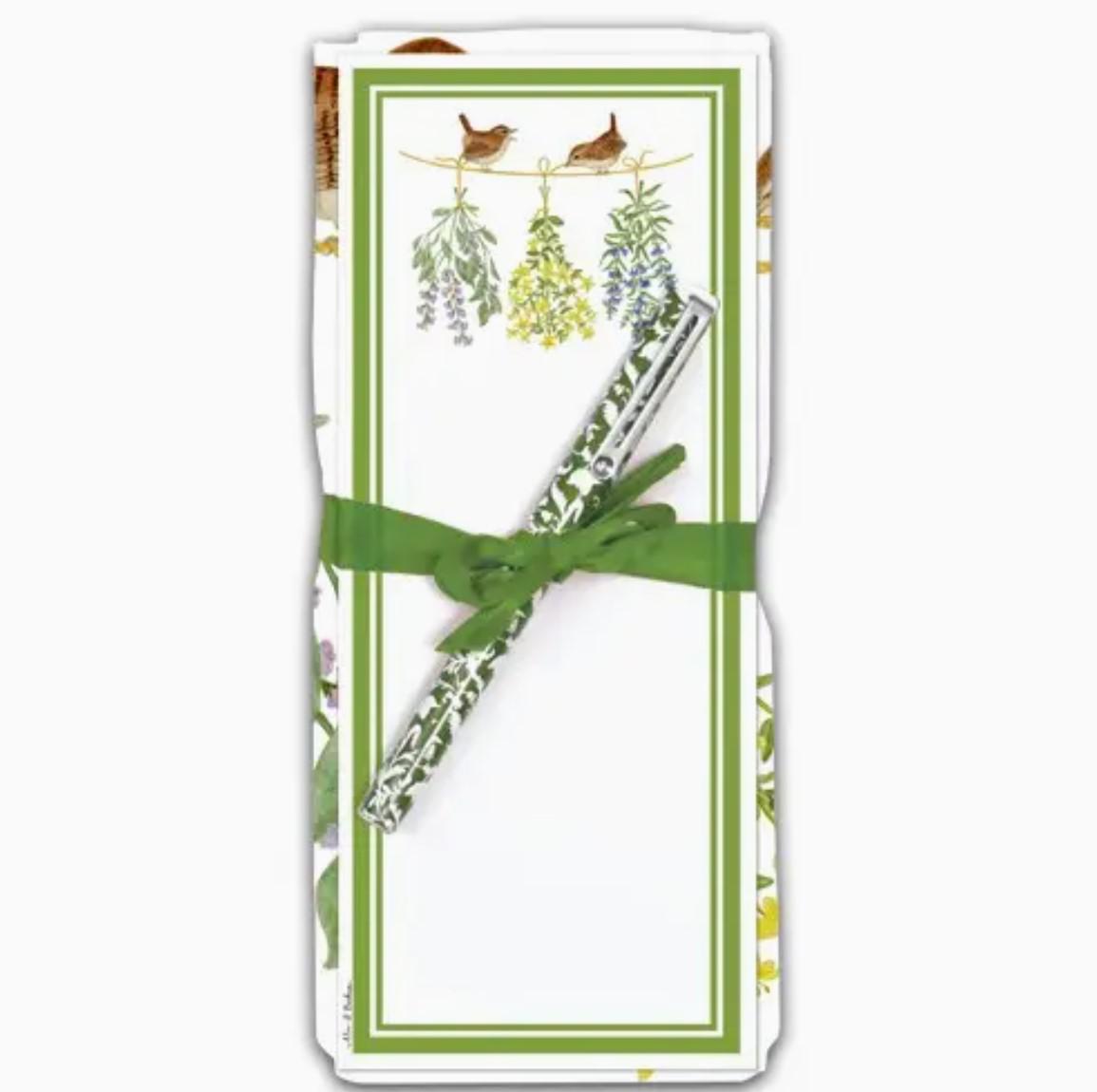 Flour Sack Towel & Magnetic Note Pad Gift Set | Hanging Herb