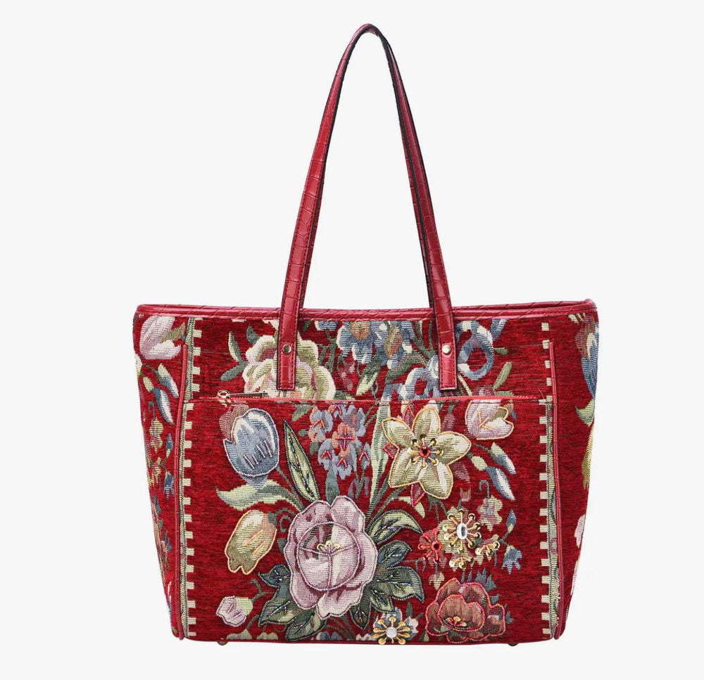 Flower Shop Vintage Tapestry East-West Tote