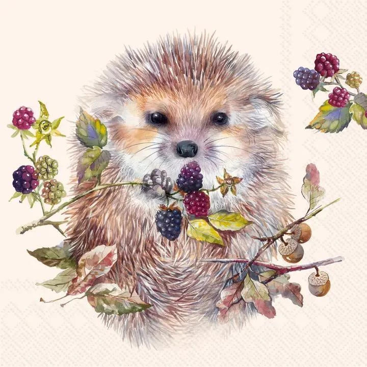 Designer Paper Cocktail Napkins - 20 Count Pack Forest Hedgehog Designer Paper Cocktail Napkins - 20 Count Pack