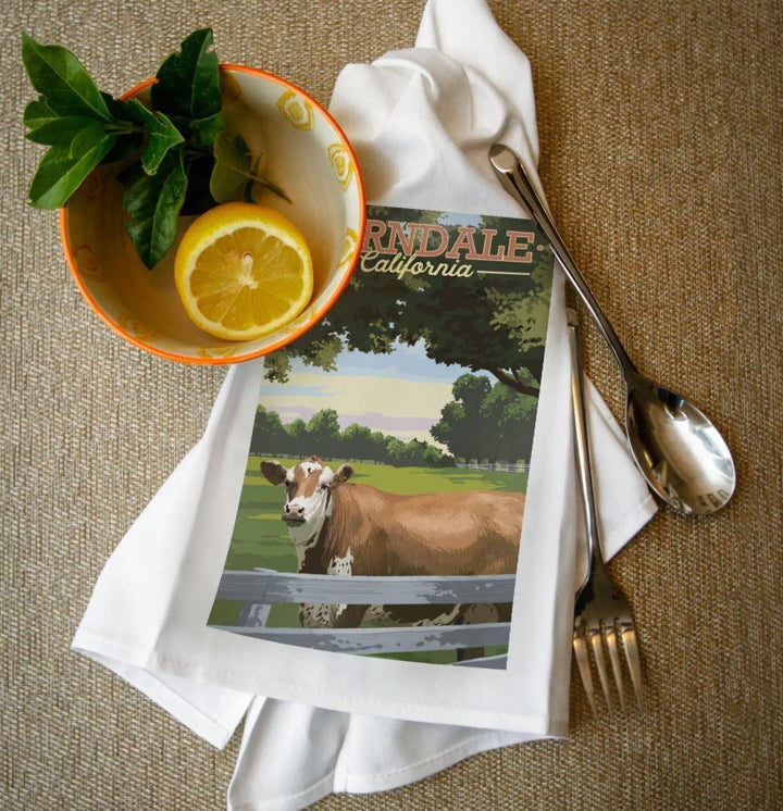 Tea Towel | Humboldt County Ferndale California Cow Full Image Tea Towel | Humboldt County Ferndale California Cow