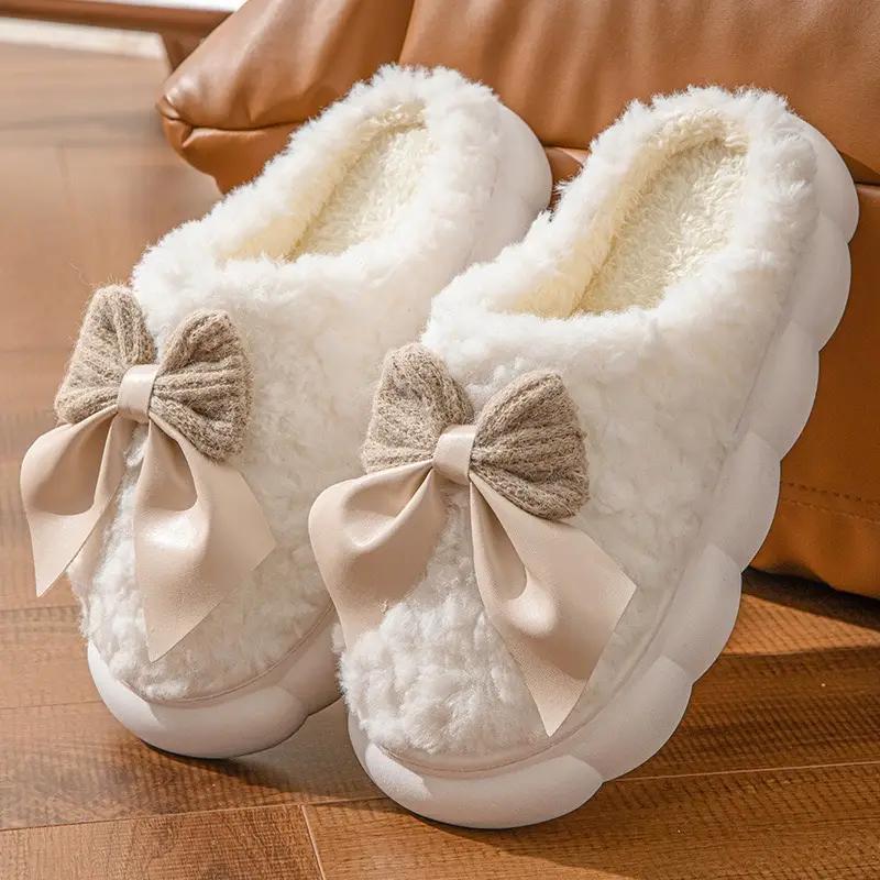 Fuzzy Bow Indoor Slippers Fuzzy Bow Indoor Slippers