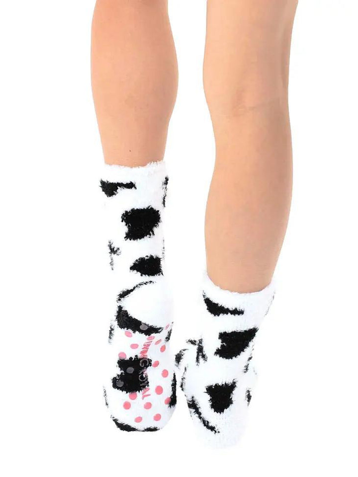 Fuzzy Cow Crew Socks