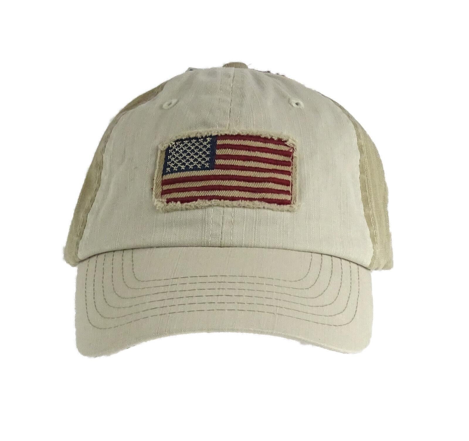 Garment Washed Twill American Flag Baseball Cap | Olive