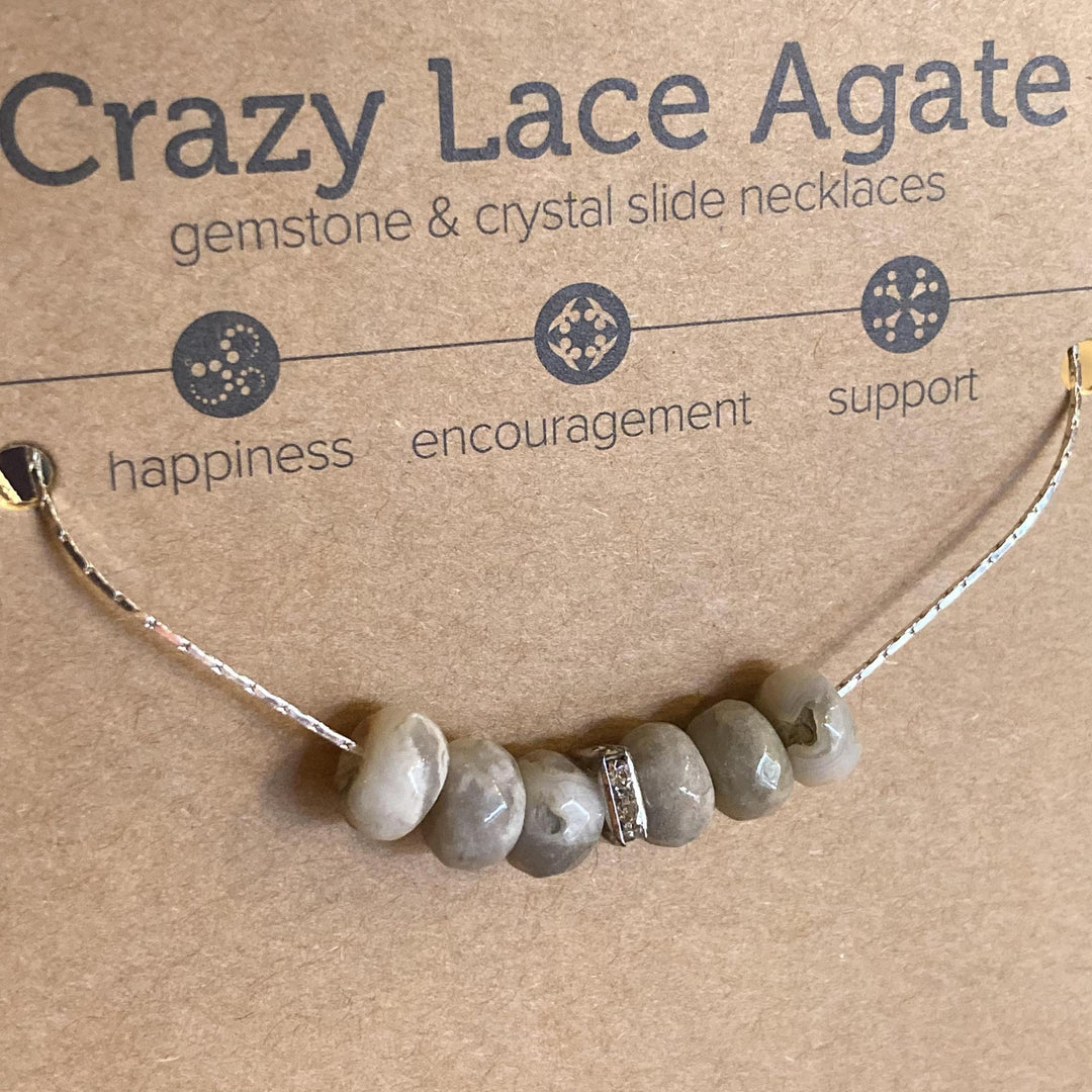 Gemstone Slide Necklace | Crazy Lace Agate