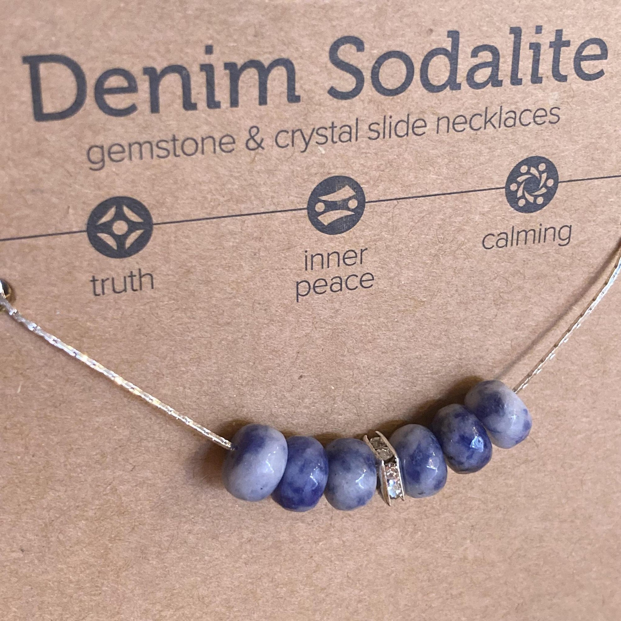 Gemstone Slide Necklace | Denim Sodalite