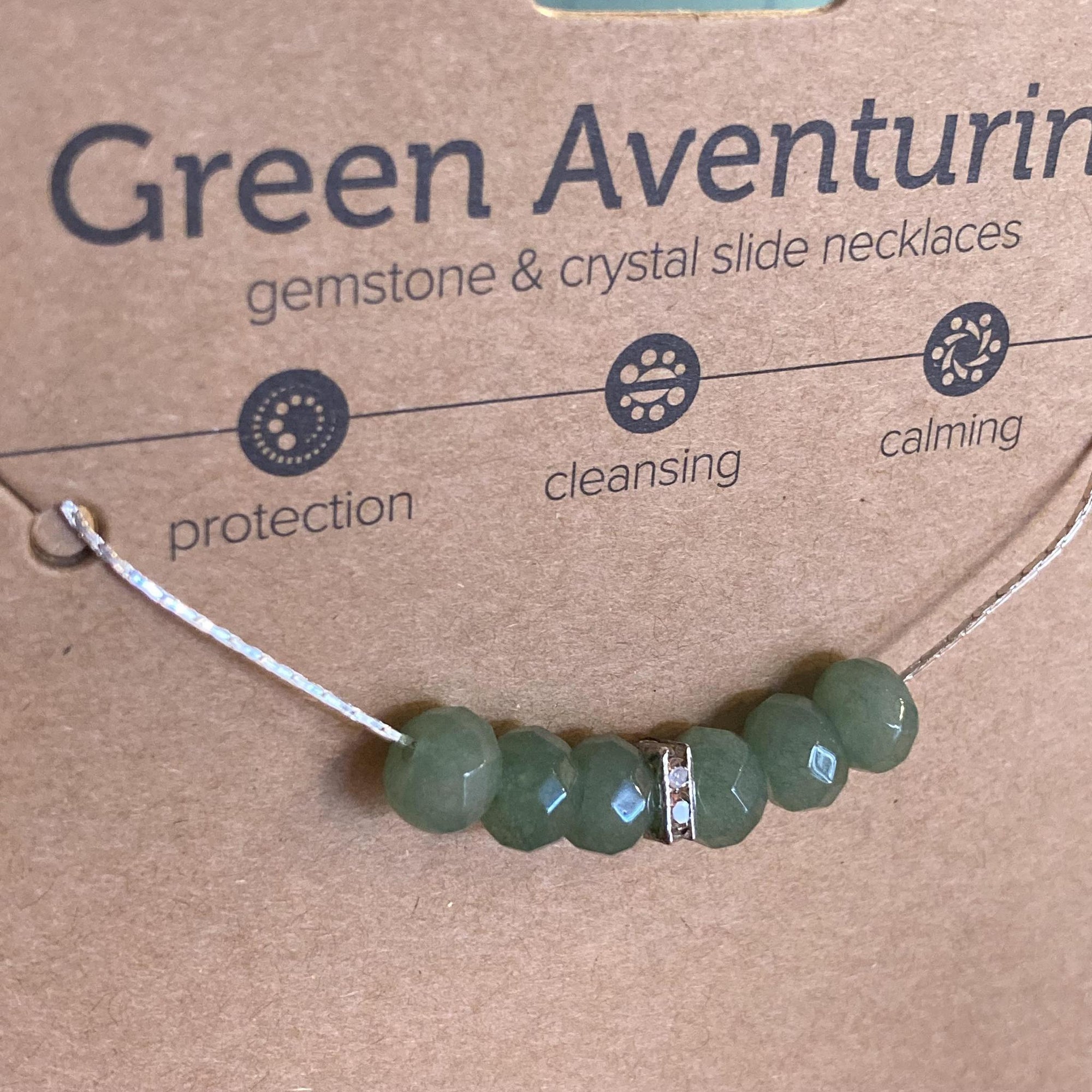 Gemstone Slide Necklace | Green Aventurine