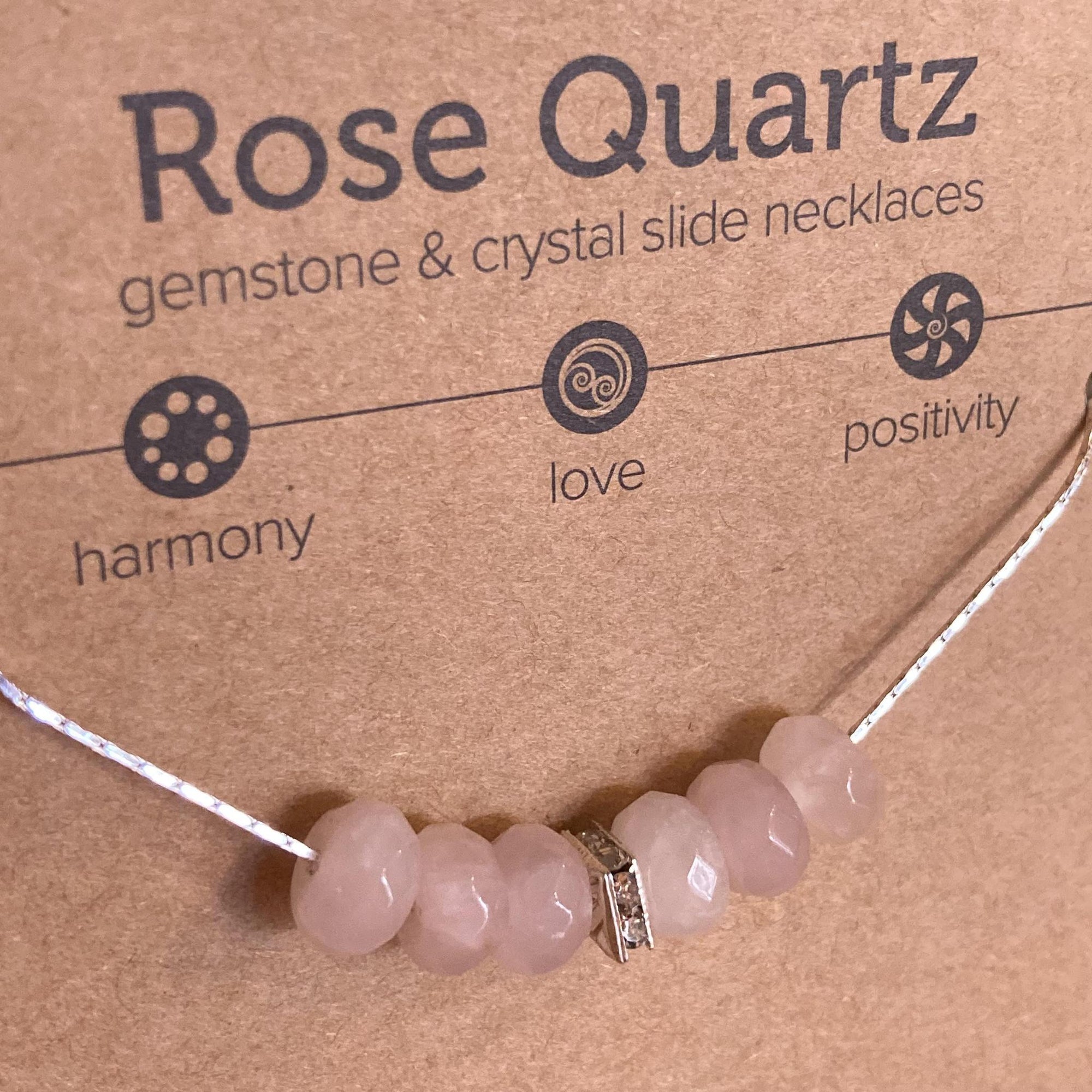 Gemstone Slide Necklace | Rose Quartz
