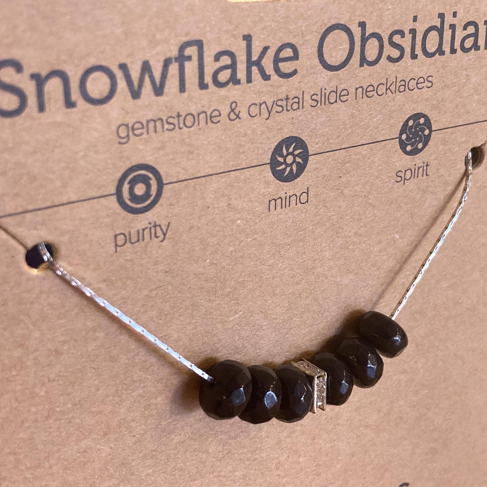 Gemstone Slide Necklace | Snowflake Obsidian