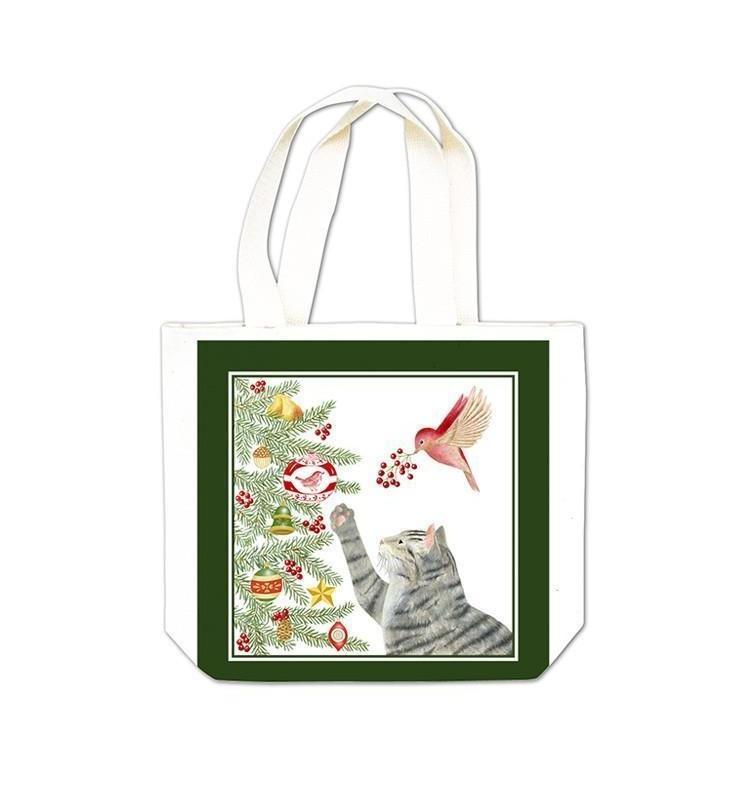 Gift Tote | Cat & Christmas Tree Gift Tote | Cat & Christmas Tree
