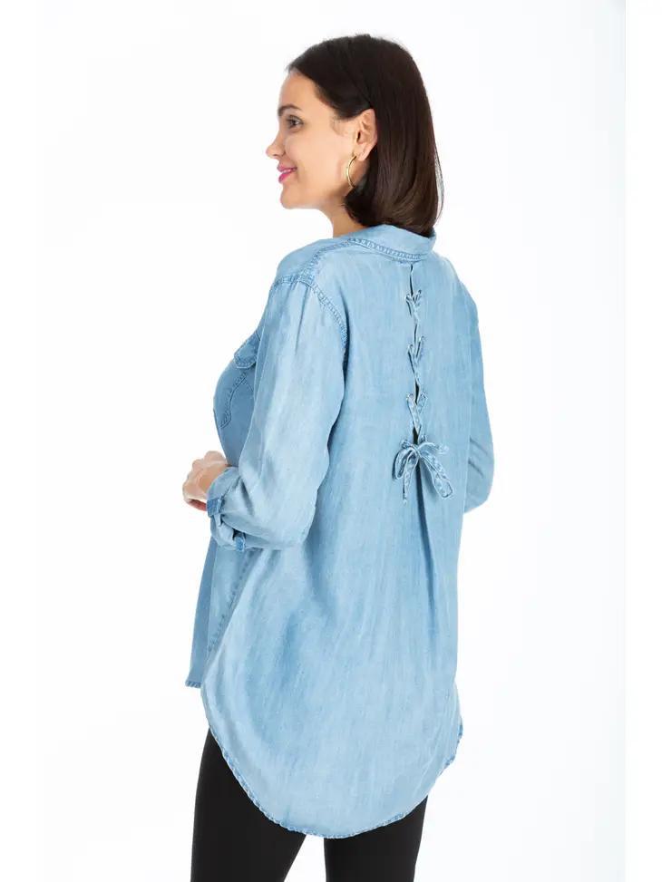 Given Kale Embroidered Lace Up Back Shirt | Vintage Given Kale Embroidered Lace Up Back Shirt | Vintage