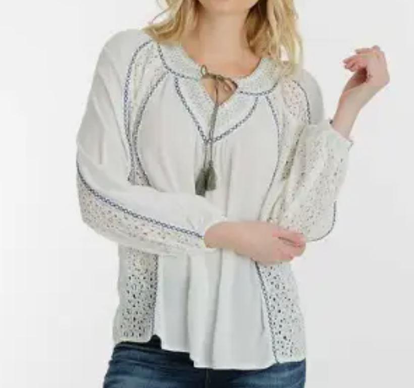 Given Kale Lace Panel Top W Tassels