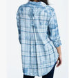 Given Kale Plaid Lace Up Back Shirt | Washed Blue Plaid