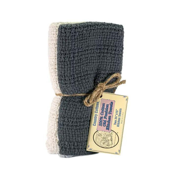 Woven Kitchen Towels 100% Cotton USA made Gray & Natural Woven Kitchen Towels 100% Cotton USA made