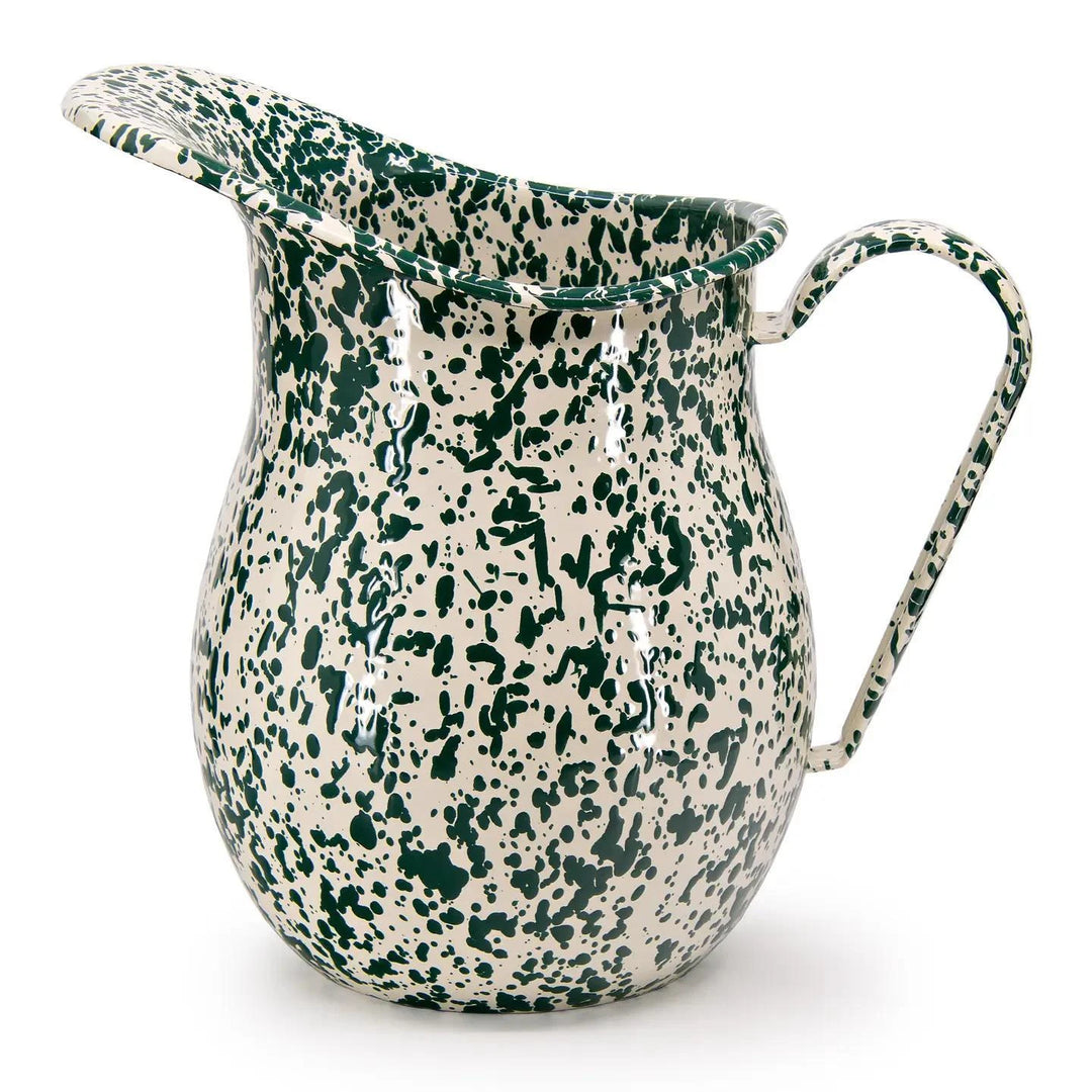 Splatter Enamelware Large Pitcher Green Splatter Enamelware Large Pitcher