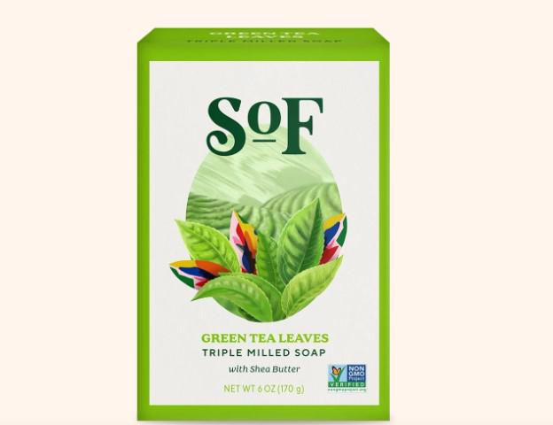 South of France Triple Milled Bar Soap Green Tea Leaves