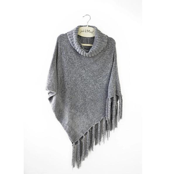 Beyond Soft Chenille Poncho Grey