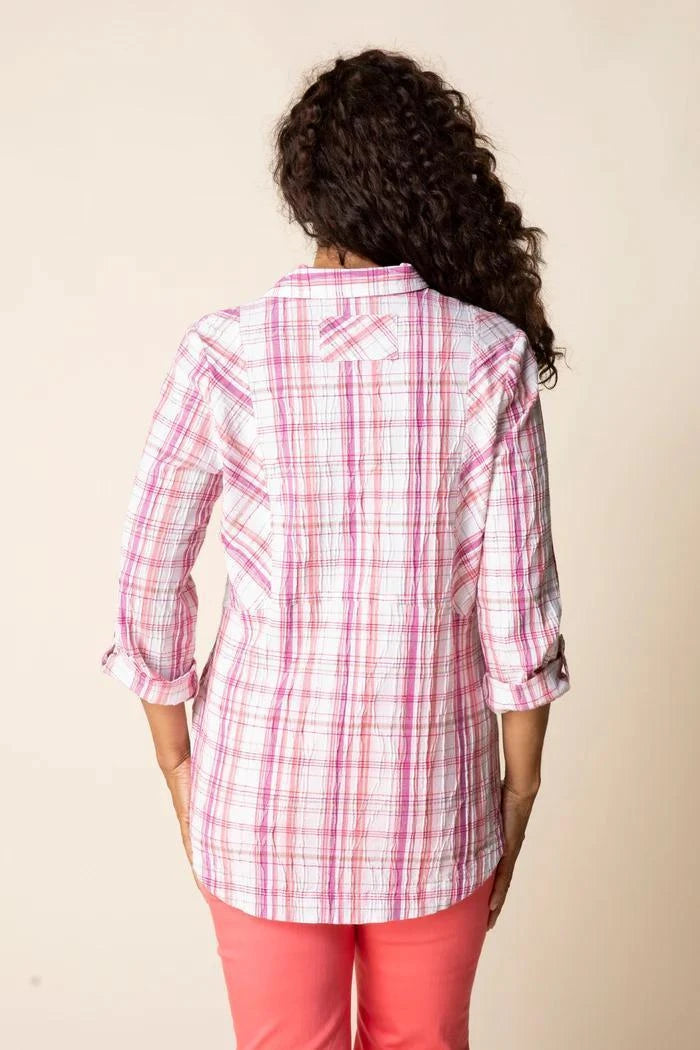 Habitat Clothing Blurred Plaid Tunic in Coral Habitat Clothing Blurred Plaid Tunic in Coral