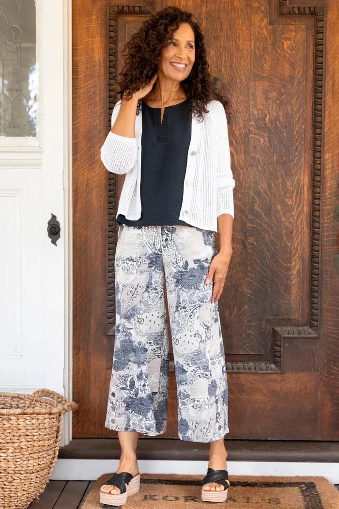 Habitat Clothing Destination Unknown Button Hem Crop Pant in Willow Habitat Clothing Destination Unknown Button Hem Crop Pant in Willow