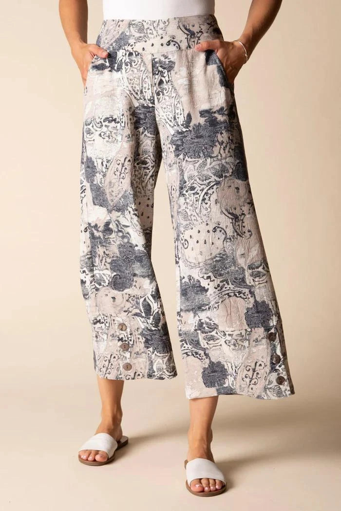 Habitat Clothing Destination Unknown Button Hem Crop Pant in Willow Habitat Clothing Destination Unknown Button Hem Crop Pant in Willow