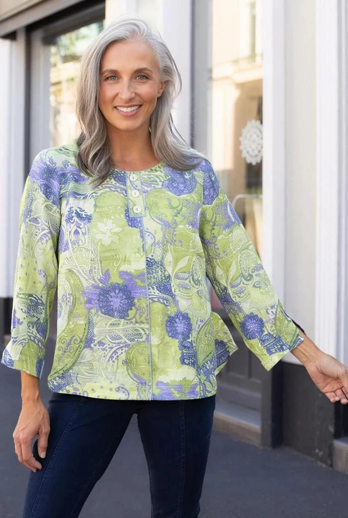 Habitat Clothing Destination Unknown Pleat Back Pullover in Aloe Habitat Clothing Destination Unknown Pleat Back Pullover in Aloe