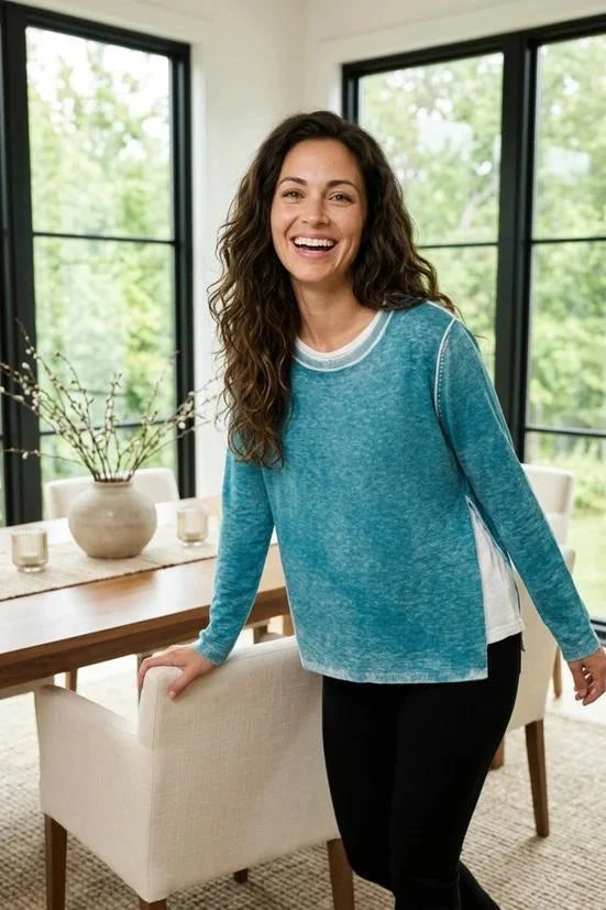 Habitat Clothing Layer-It Sweater in Teal Habitat Clothing Layer-It Sweater in Teal