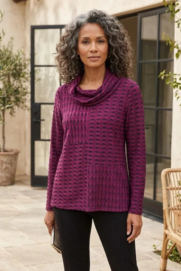 Habitat Clothing Newport Knit Gridlock Top in Plum Habitat Clothing Newport Knit Gridlock Top in Plum