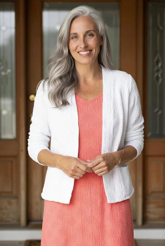 Habitat Clothing Sunburst Knit Cardigan in White Habitat Clothing Sunburst Knit Cardigan in White