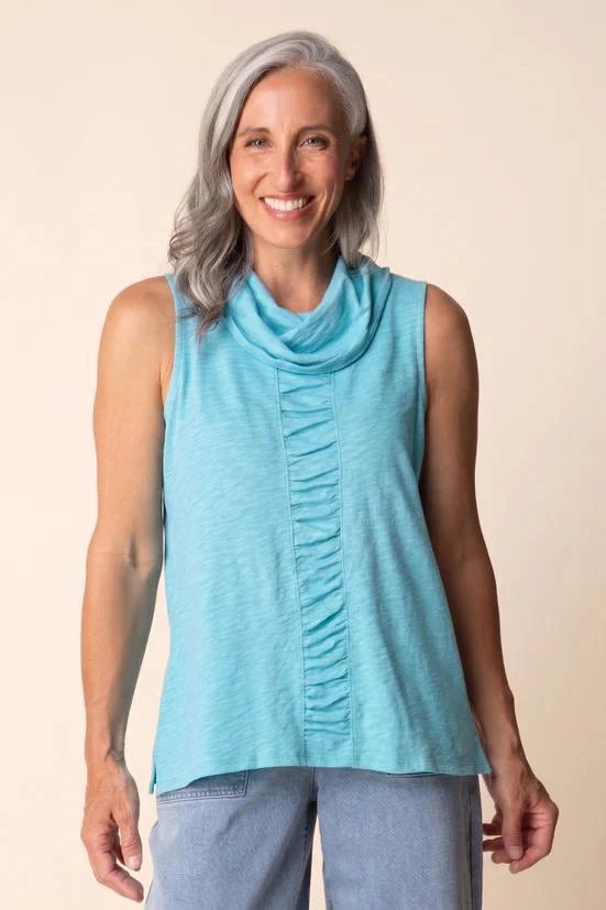 Habitat Clothing The Ruched Sleeveless Tunic in Sky Habitat Clothing The Ruched Sleeveless Tunic in Sky