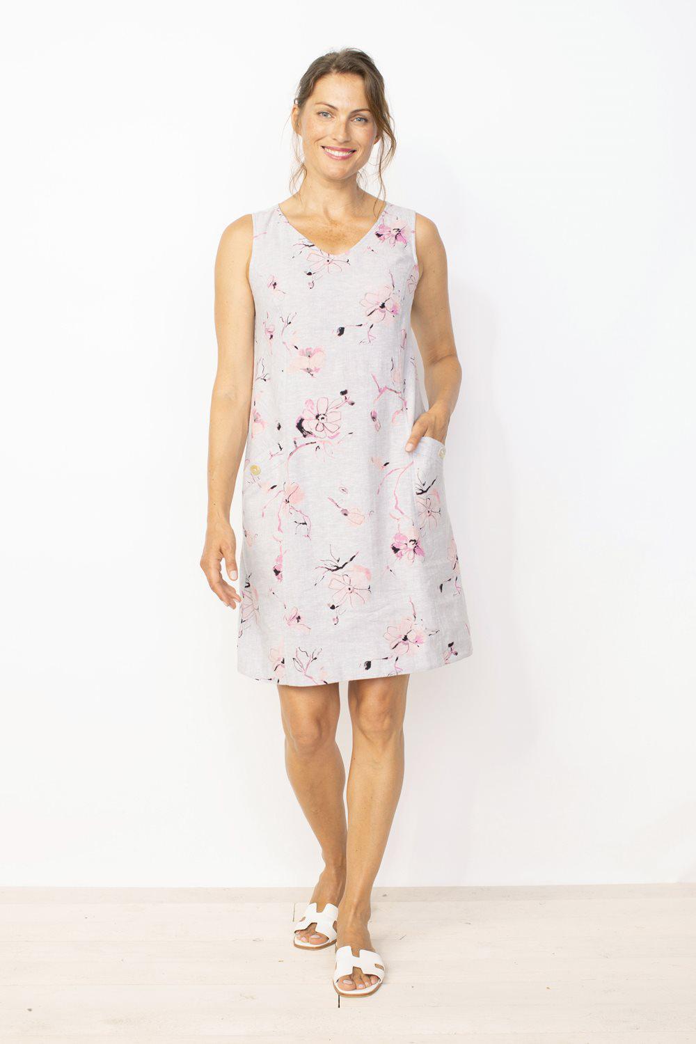 Habitat Easy Linen- Parisian Floral Pocket Dress | Melon