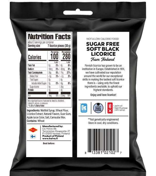 Halva European Style Sugar-Free Black Licorice Bag Halva European Style Sugar-Free Black Licorice Bag