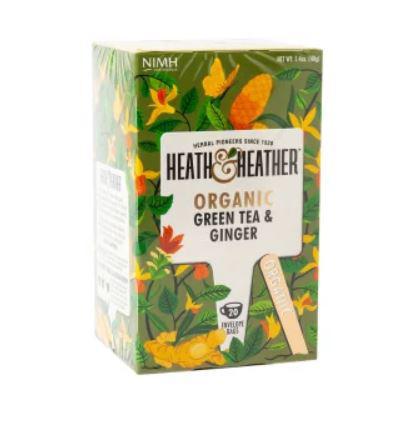 Heath & Heather Tea Bags | Organic Green Tea with Ginger