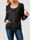 Heimious Hooded Zip-Up Brushed Knit Jacket w/ Kangaroo Pocket