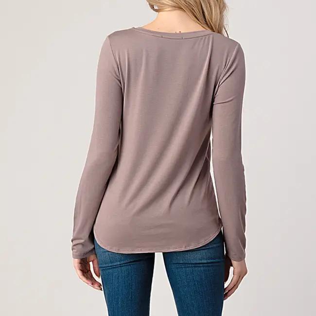 Heimious Modal Long Sleeve V-Neck Relaxed Fit T-Shirt