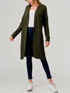 Heimious Rib Contrast Open Front Brushed Knit Cardigan | Olive