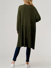 Heimious Rib Contrast Open Front Brushed Knit Cardigan | Olive