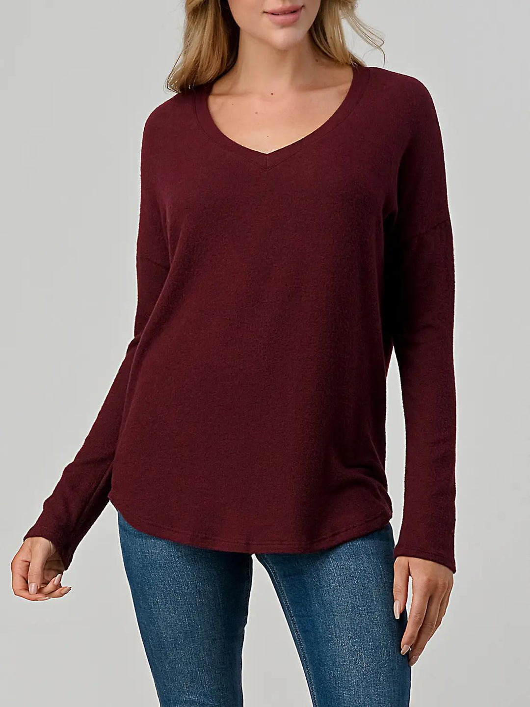 Heimious Women's V-Neck Drop Shoulder Top