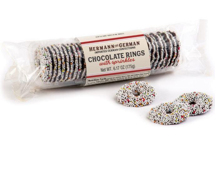 Hermann the German  Chocolate Rings with Sprinkles Hermann the German  Chocolate Rings with Sprinkles