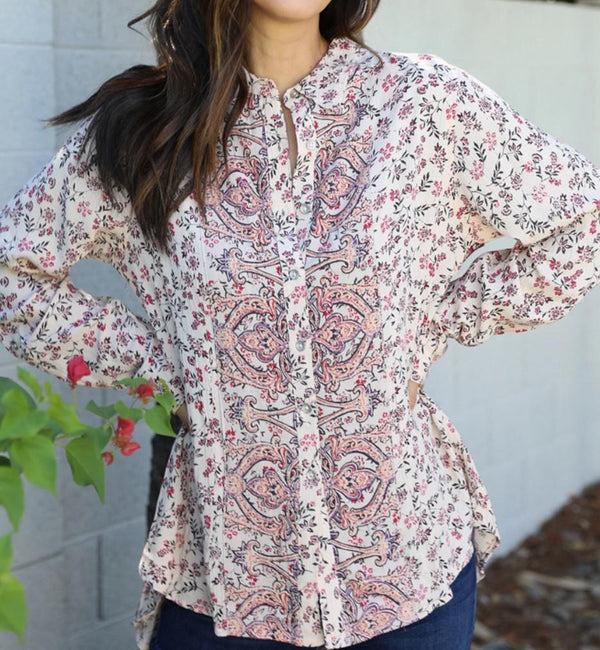 Hi Lo Peplum Button Front Shirt