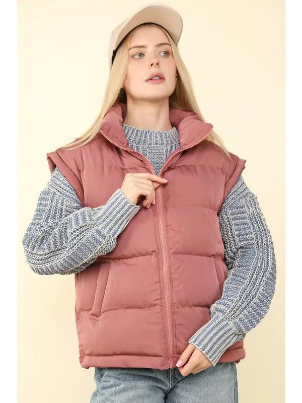 High Neck Casual Comfy Puffer Vest High Neck Casual Comfy Puffer Vest