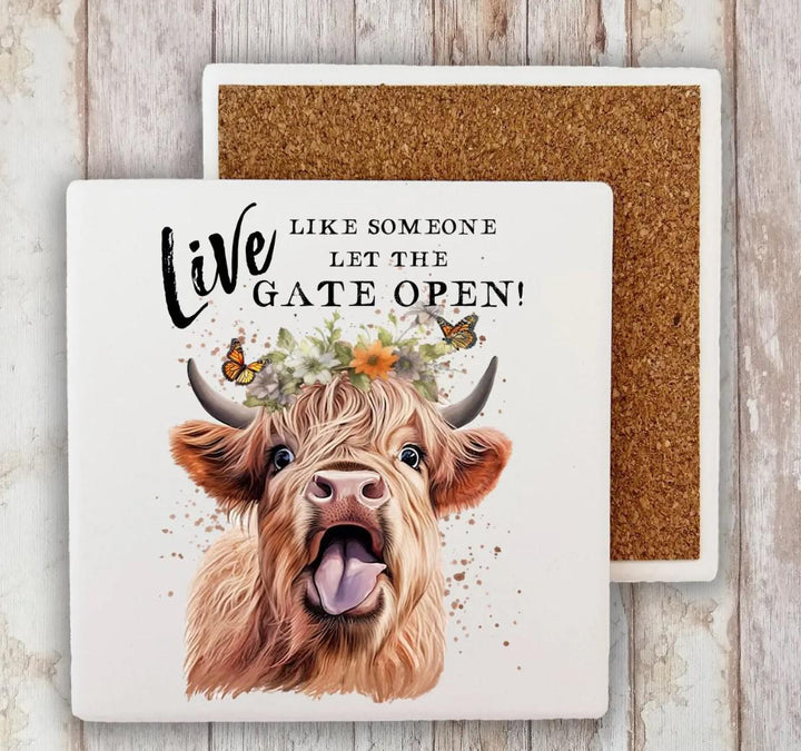 Decorative Stone Coaster Highland Cow