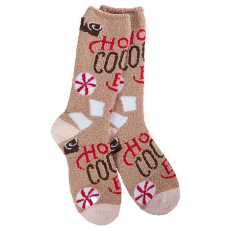 World's Softest Socks | Holiday Cozy Crew Cloud Socks Hot Cocoa (Brown)