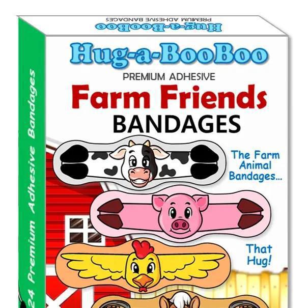 Hug-a-BooBoo Friendly Farm Animal Hugging Bandages - 24ct Box Hug-a-BooBoo Friendly Farm Animal Hugging Bandages - 24ct Box